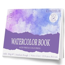 KIWIHUB Watercolor Paper Pad, 9 x 12 in, 100% Cotton, 140lb Medium Purple