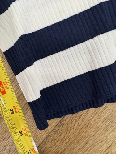 Vestido ceñido al cuerpo tejido a rayas blanco azul marino Michael Kors para mujer cuello tortuga falso - Imagen 4 de 11