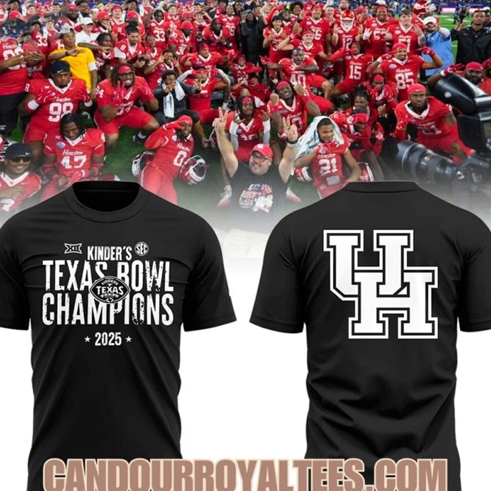 Houston Cougars 2025 Texas Bowl Champions Double Sided T-Shirt