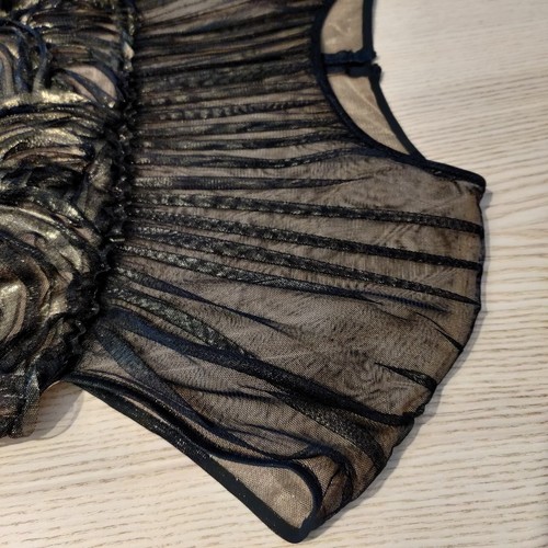 Tadashi Shoji Rosette Cocktail Party Dress Size 12 Black over Nude LBD Goth NWT - Picture 5 of 17