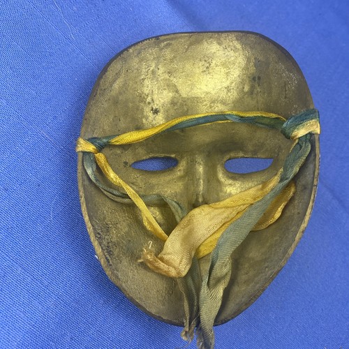 Solid Brass Hand Painted 5.25 x 3.75 Face Mask Wall Hanging Decor India - Picture 5 of 5