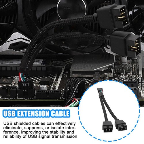 Motherboard Verlängerungskabel 9 polig USB 1 Buchse 2 Y Splitter NE2025 L7A5 - Afbeelding 7 van 10