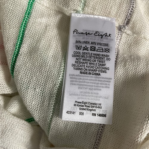 Phase Eight Linen Blend Knit Jumper Size UK L New Ivory Striped Miley Ripple - Picture 10 of 12