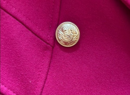 Guess Los Angeles Hot Pink Wool Blend Pea Coat Gold Buttons Feminine Cut SZ S - Picture 5 of 8