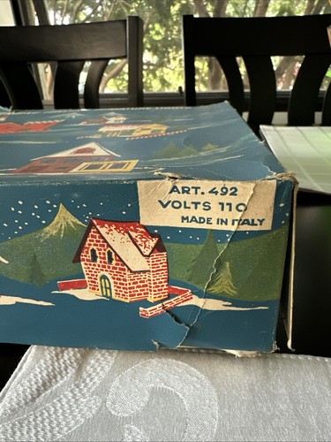 Luces miniatura vintage italianas de Navidad iluminadas casas de papel pueblo con caja - Imagen 11 de 11