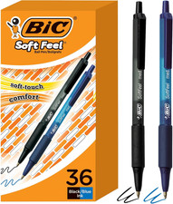 BIC Soft Feel Retractable Ballpoint Pen with 1.0 mm Medium Point and No-Slip Gri
