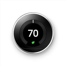 Google Nest Learning Thermostat Programmable Smart 3rd T3019US - Polished Steel