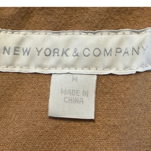 New York & Co Cape Jacket M Tan Double Breasted Buckle Collar Academia 93-19 - Picture 2 of 13