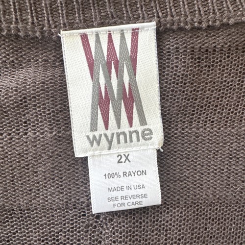 Wynne Brown Semi Sheer Rayon V Neck Pullover Knit Dress Sz 2X - 第 11/11 張圖片