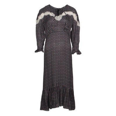 Sandro Kleid Bunt Gr. 36 FR / S Damen Viskose Printkleid Midi Kleid R20433E