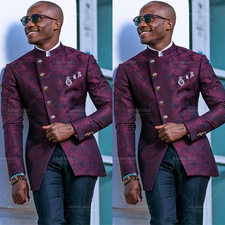 Printing Men's Suit Party Prom Jacket Coat Hosting Streetshot Evening 2Pcs