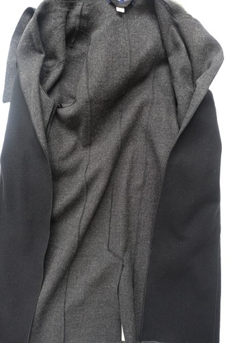 JEANS VENEZIA VINTAGE~EC!!~ABRIGO ENVOLVENTE CINTURÓN CON CAPUCHA RIBETE LANA GRIS NEGRO 18/20 - Imagen 13 de 14