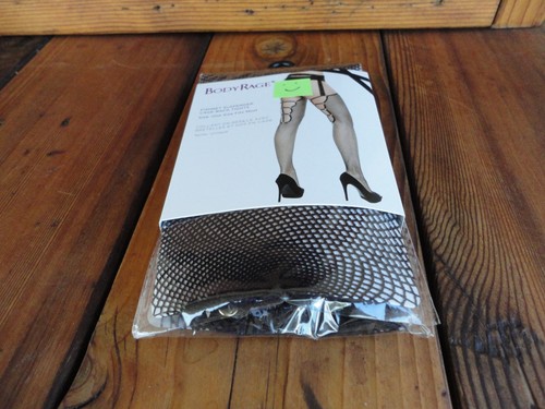 Fishnet Suspender Cage Back Tights Black One Size NWT Gothic Clubwear Costume - Picture 8 of 8