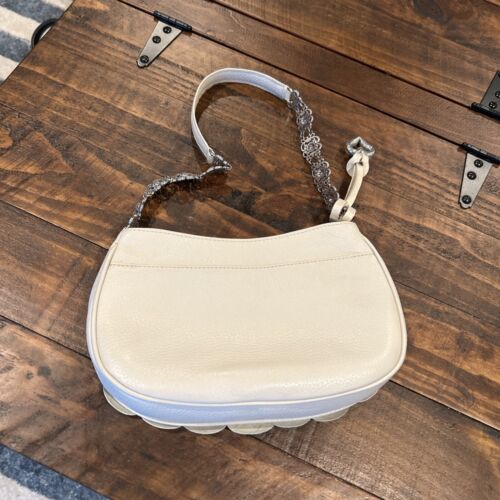 BRIGHTON LEATHER Rosalie PURSE, Ivory, TOP ZIPPER, Silver Chain. Numbered - Picture 4 of 6