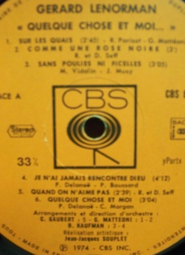 33 tours Gerard LENORMAN Vinyl LP 12" QUELQUE CHOSE ET MOI Hamilton - CBS 80057 - Picture 2 of 9