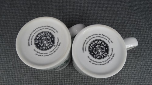 B17 Lot of 2 2006 Starbucks White Coffee Mugs 12 Oz Cups Classic Mermaid Design - Picture 6 of 6