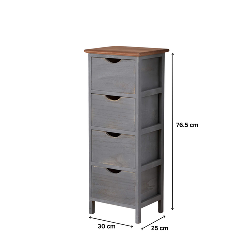 Chest 4 Drawers Grey Solid Wooden Storage Drawers Storage Organiser Seconds - Picture 8 of 8
