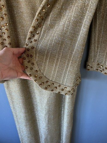 VTG 80s Maxi Dress Sz SM Gold UNION MADE Sparkle Event Formal Party New Year Eve - Picture 7 of 18