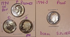 1994 P D S S Roosevelt Dimes GEM BU! (4 COINS) JU694
