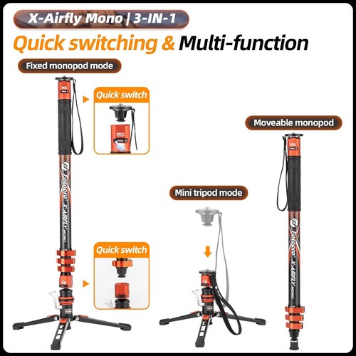 Fotopro X-Airfly Monopod with Feet 73'' Carbon Fiber 3-in-1 Travel Monopod - Picture 23 of 23