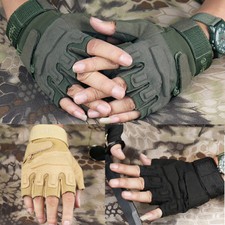 Mens Outdoor Tactical Army Military Fingerless Combat Cycling Half Finger Gloves
