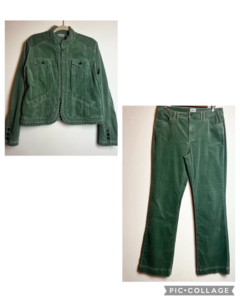 Chaqueta de pana verde vintage de Chico's y pantalones de campana Talla M / 8 / Chico's 1 Foto 2 de 4