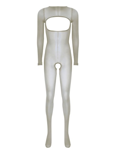 Damen Nachtwäsche Transparent Bodystockings Einfarbig Jumpsuit Langarm Body - Bild 67 von 98