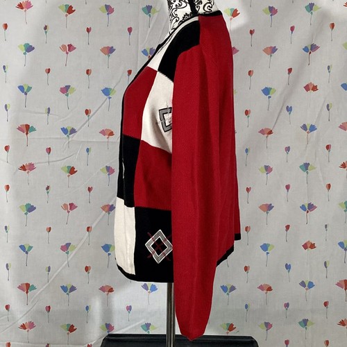 Alfred Dunner - Women's Sweater Colorblock Size Large - Red Black White - Picture 3 of 8