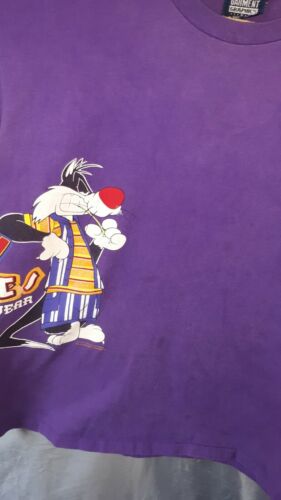 Vintage Looney Tunes t shirt Tee Large L purple Sylvester tweety hip hop 1993 - Picture 2 of 12