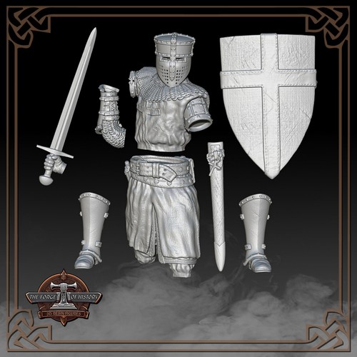 Crusader Knight Templar 6 - Modelo de figura impreso en resina 3D - Escala 90 mm a 300 mm - Imagen 16 de 17