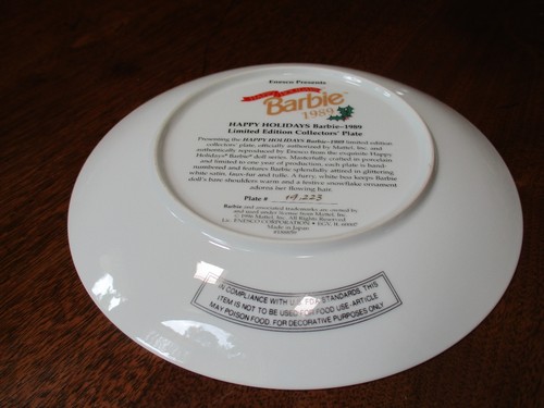Vintage Enesco 7 1/8" D."1996 Happy Holidays Barbie" 1989 LE WEIHNACHTSTELLER #19.223 - Bild 7 von 10