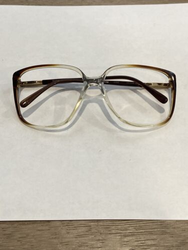VTG New Europa Marcus Model Translucent Brown & Gold Plastic Glasses 56-18-140