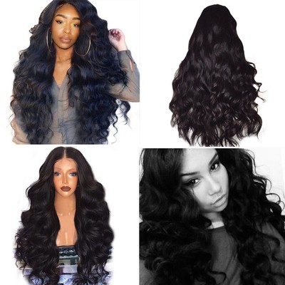 Fashion Women Black Curly Wavy Brazilian Remy Human Hair Body Wave