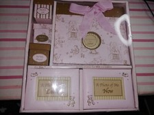 New BabyGear 6 Piece Keepsake Baby Set Photo Album, Frames, Trinket Boxes Pink