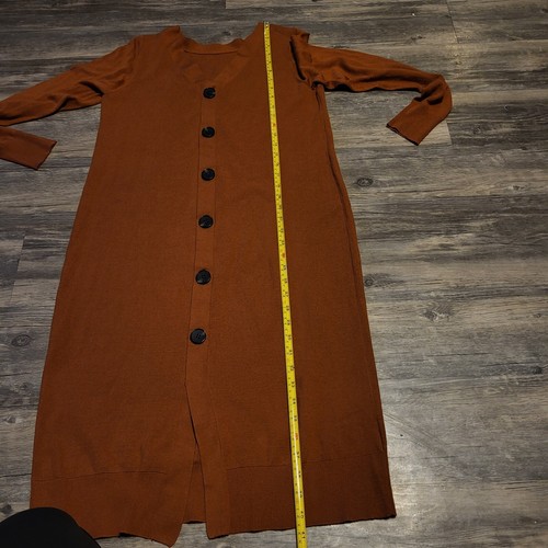 Ann Taylor Merino Wool Button Dress Size Medium Fitted Long Sleeve Brown Orange - Bild 7 von 7