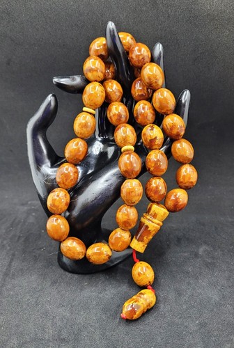 73.23gr Egg Yolk Antique Natural Royal Kahraman Amber Islamic Rosary Prayer Bead - Picture 9 of 13