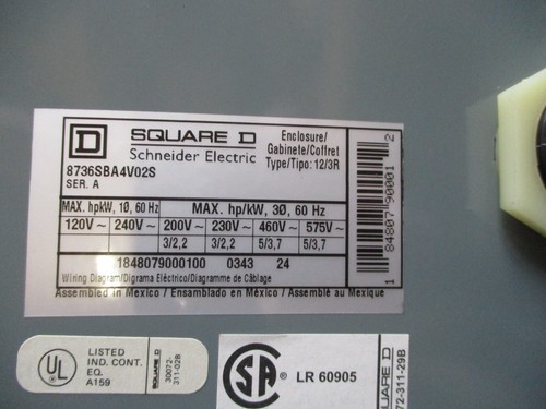 Arrancador magnético inverso Square D CA 8736SBA4V02S nuevo en caja - Imagen 5 de 5