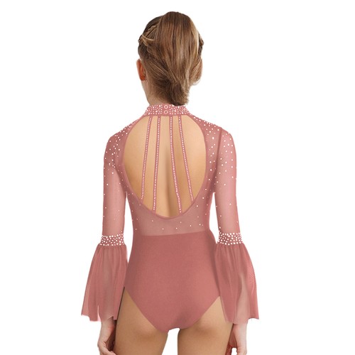 Kids Girls Leotard Modern Bodysuit Competition Unitard Ballet Rompers Patchwork - Foto 18 di 54