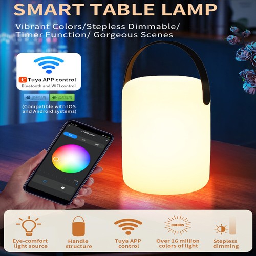 Smart LED Tischlampe, Nachttischlampe Touch Dimmbar TUYA APP for Alexa & Google- - Bild 9 von 23