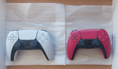 (2) Sony DualSense PS5 Controllers - Red and White (malfunctioning- stick drift - Picture 1 of 3