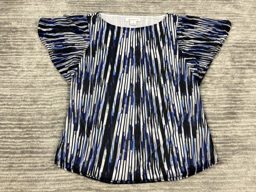 Liz Claiborne Top Womens Small Blue Short Sleeve Semi Sheer Polyester Casual - Picture 1 of 11