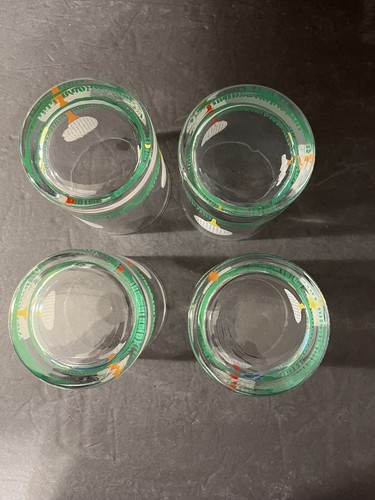 4 Vtg MCM Libbey Golf Course Ball And Tee Double Old Fashion Tumbler Glasses - Picture 11 of 12