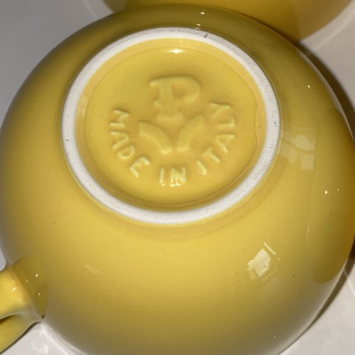 Vintage Pagnossin Ironstone Italy Yellow Teapot 4 coffee tea cups and 4 saucers - Picture 17 of 19