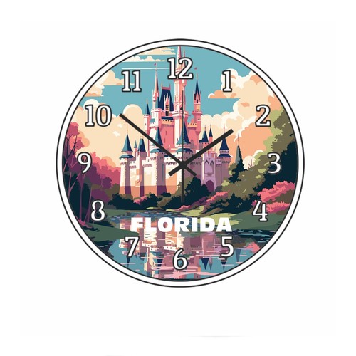 Orologio da parete Stato della Florida pezzo di tempo da appendere al muro acquerello arte design retrò - Foto 1 di 3
