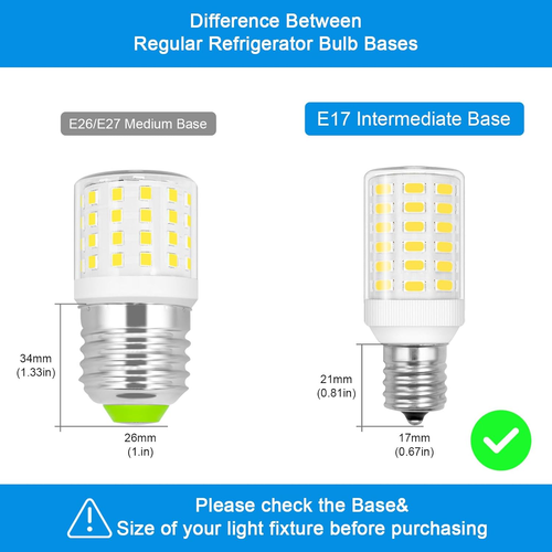 Freezer Light Bulb Replacement Kei D28A Kel 2811 E17 Led Bulb Intermediate Base - Picture 3 of 12