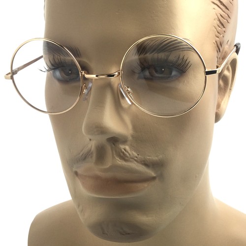 Large Oversized Big Round Metal Frame Clear Lens Round Circle Eye Glasses Medium - Picture 7 of 11