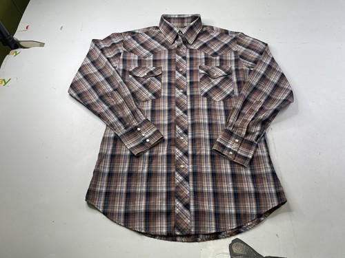 Wrangler Westernshirt Cowboy Perle Druckknopf langärmelig kariert Herren Größe Medium