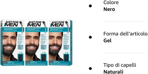 3 Pezzi Tinta Gel Per Barba e Baffi Just For Men Tintura Nero 4009630 - Foto 3 di 4