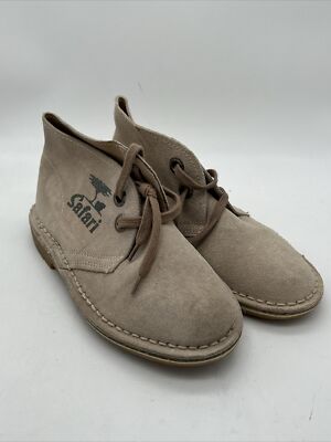 Safari By Bata Booties Leather Flat Lace Up 8374 Size 4 Beige