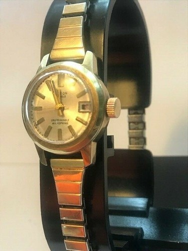 Clinton 17 Jewels Unbreakable Mainspring Gold Plated Women Watch ...